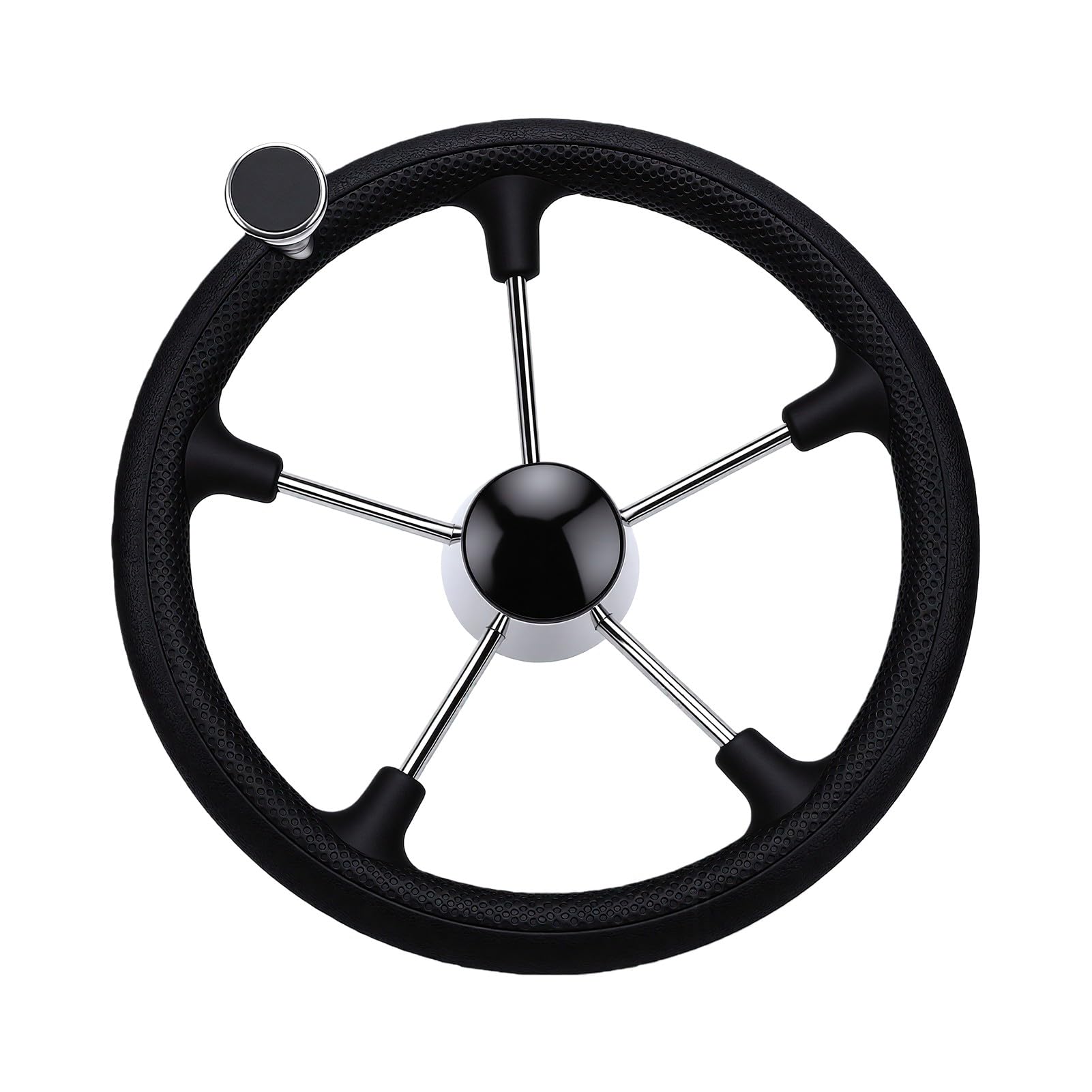 Volante Marino da 13,5 Pollici, Volante per Barca in Acciaio Inossidabile, per Yacht con Impugnatura Antiscivolo, Design a 5 Razze con Fori di Montaggio Standard per