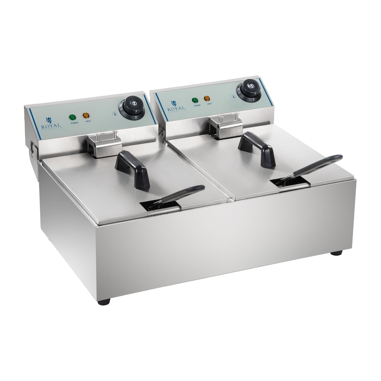 Friteuse acier inox 2 bacs 10 litres cuve amovible professionnelle 3614010