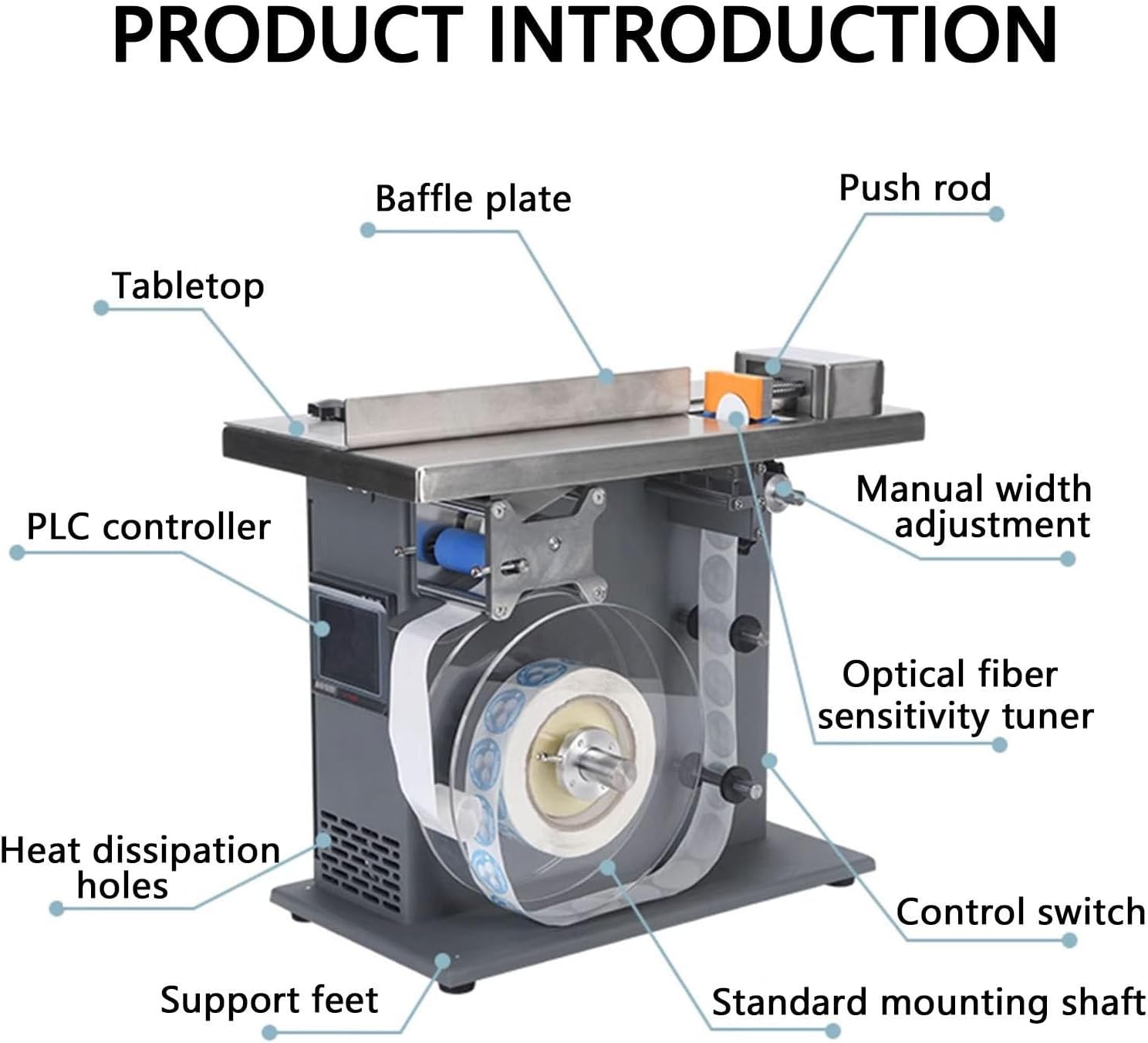 90° Automatic Right Angle Labeling Machine, 200W Semi-Automatic Round Dispenser, 15-30 Labels/Min, Compact for φ15-30mm Items, Dimensions 400x230x360mm