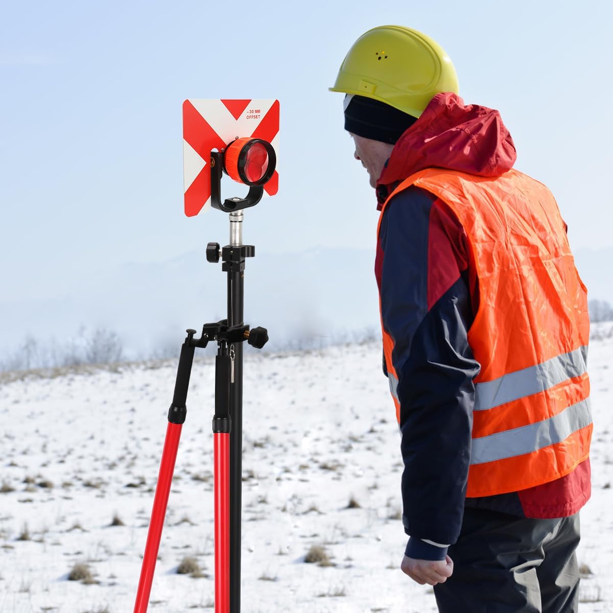 Thumb Release Bipod with Center Entry Head Poles Saver Clamp,Aluminum Surveying Tripod Bipod for Prism Poles Surveying or GPS Poles of Total Station GPS GNSS