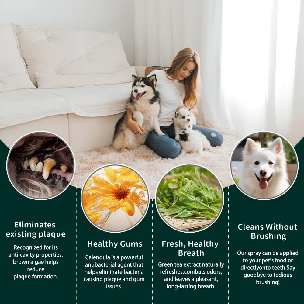 Clean Spray for Dogs & Cats, Helps Minimize Tartar Buildup, Supports Gum Health Tartar Remover, for A Healthy Balance of Oral - 5