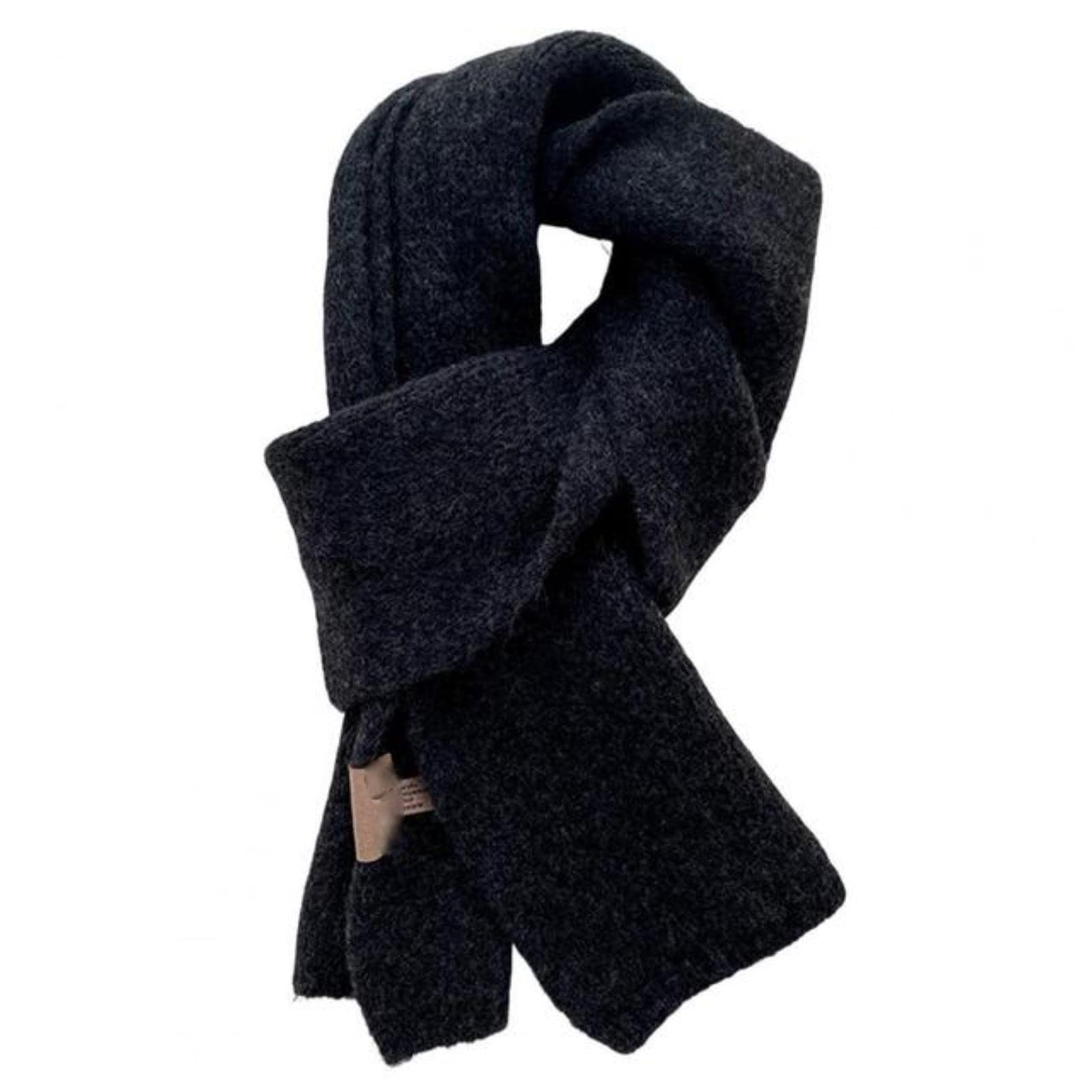 Fashion Solid Warm Cashmere Scarf for Women Winter Design Knitted Neckercheif Thick Woolen Yarn Shawl Neck Wrap