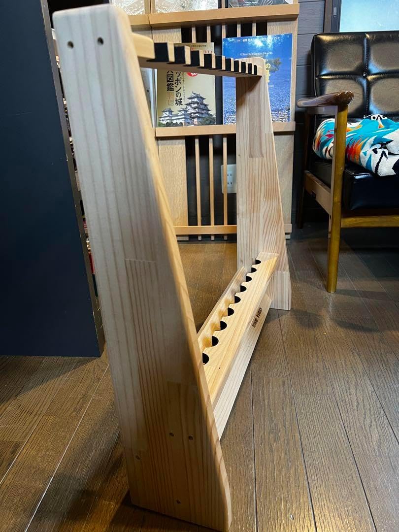 ロッドスタンド 5本 リールスタンド 炙り加工 国産ヒノキ製 小物置き