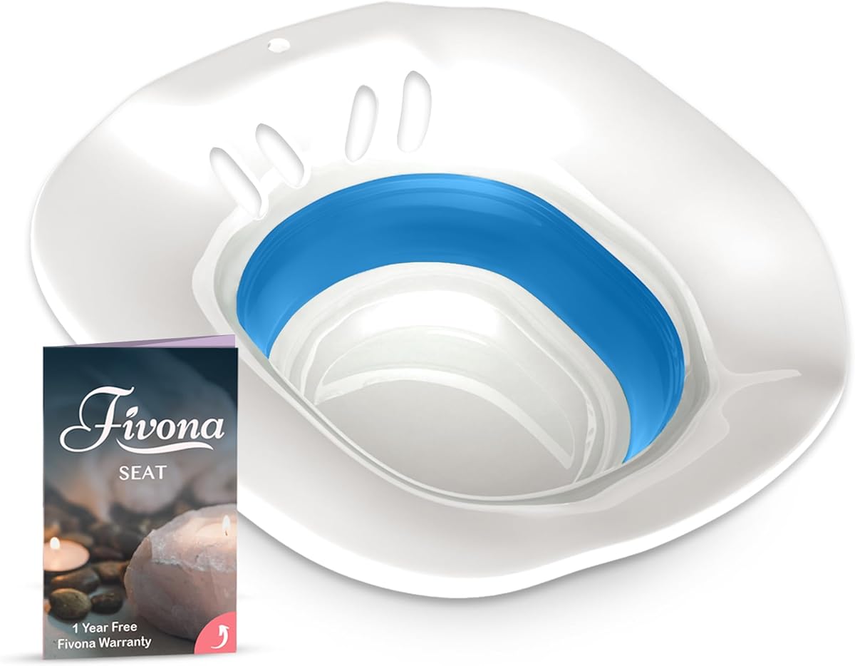 Fivona Sitz Bath for Toilet Seat Postpartum and Hemorrhoids Care - Yoni Steam Seat - Foldable Basin for Epsom Salt Soak - Portable Bidet BPA Free Temperature Resistant - Universal Fit