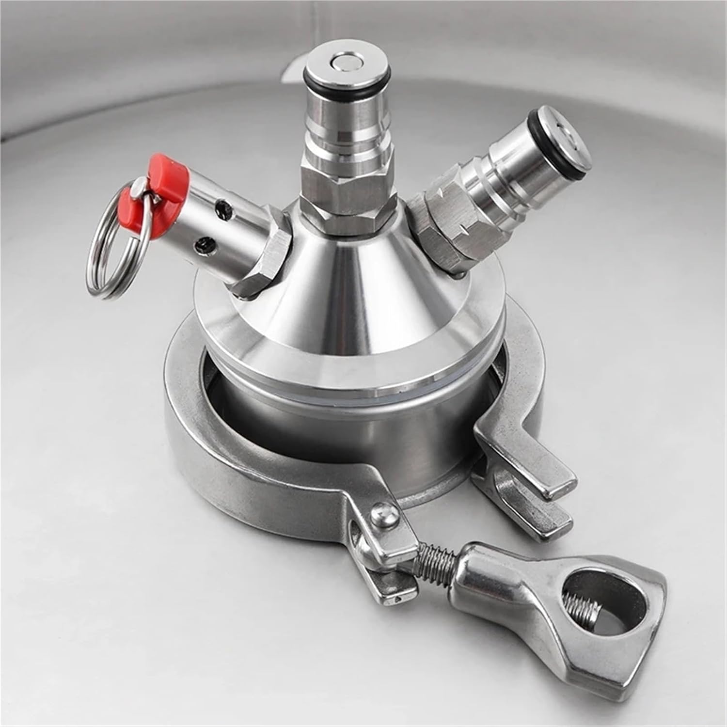 2"TC Ball Lock Tapping Head with 60cm Silicone Hose Rated Pressure Relief 35 psi