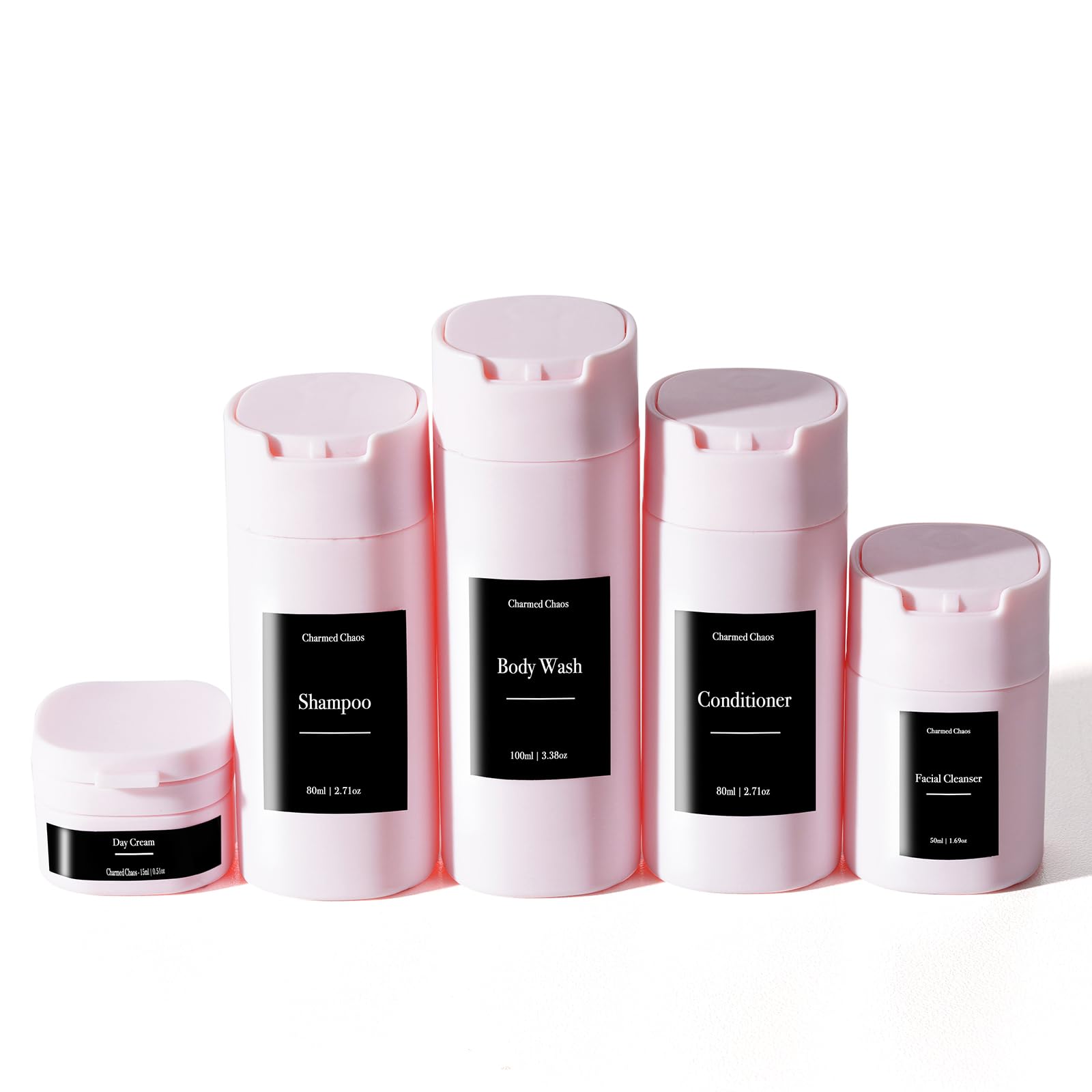 Lot De 5 Flacons De Voyage TSA - Bouteilles Compressibles Anti-Fuite - Sac Transparent Inclus - FANPOI