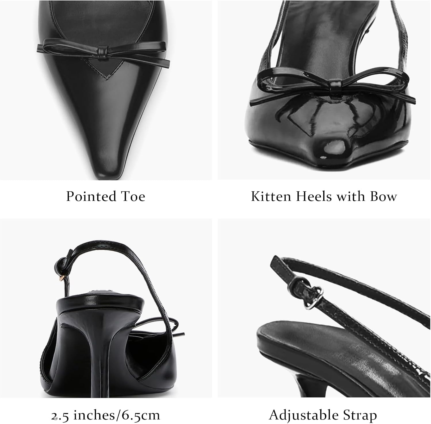 MAVMAX Slingback Heels for Women Kitten Heels with Bow Pointed Close Toe Pumps Dress Party Heeled Sexy Wedding Shoes - Image 4