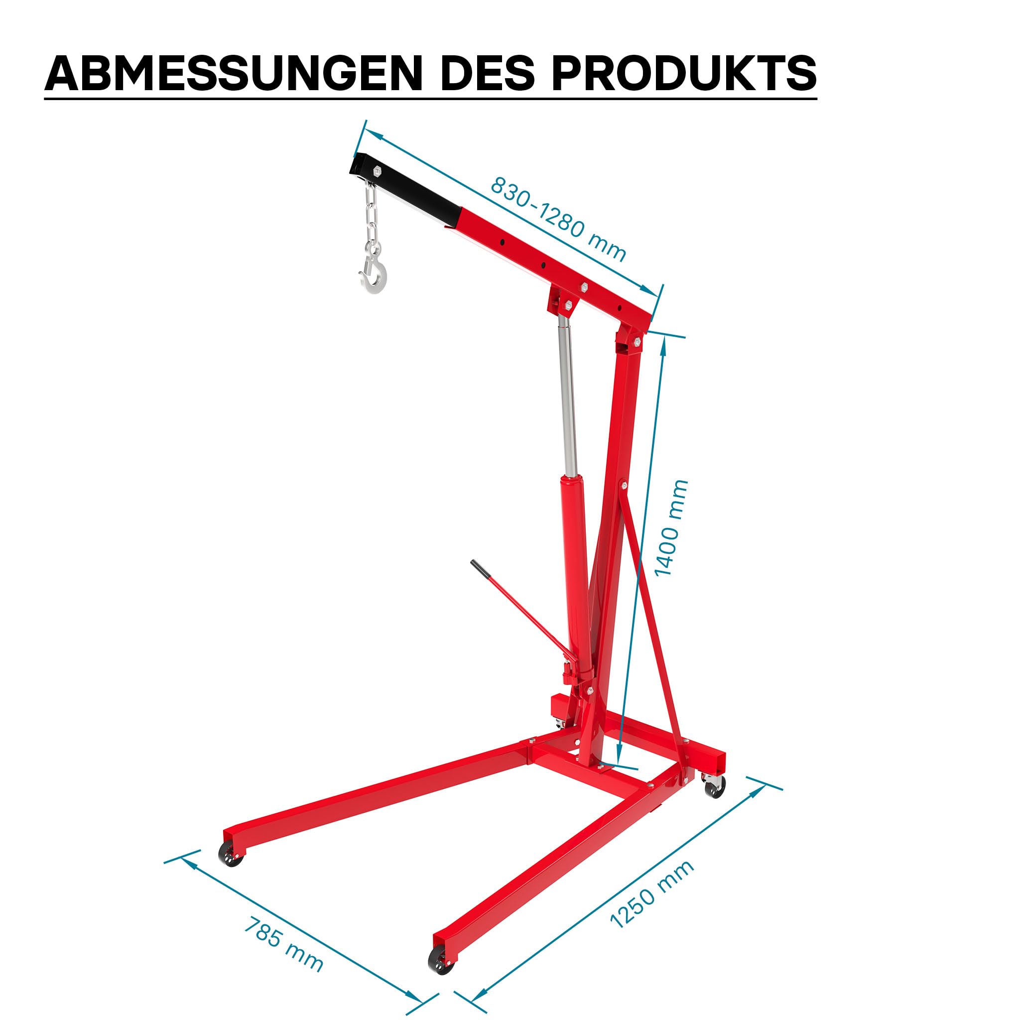 Werkstattkran für Lasten bis 500 kg, Motorheber mit 830-1280 mm Hubarm, Lastkran Motorheber, Motorkran Schwerlastkran