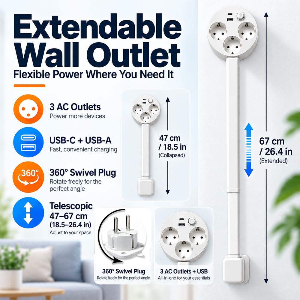 Regleta extensible de 46 a 67 cm