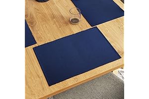 Encasa Ribbed Navy Blue Table Placemats | Modern Dining Place Mats