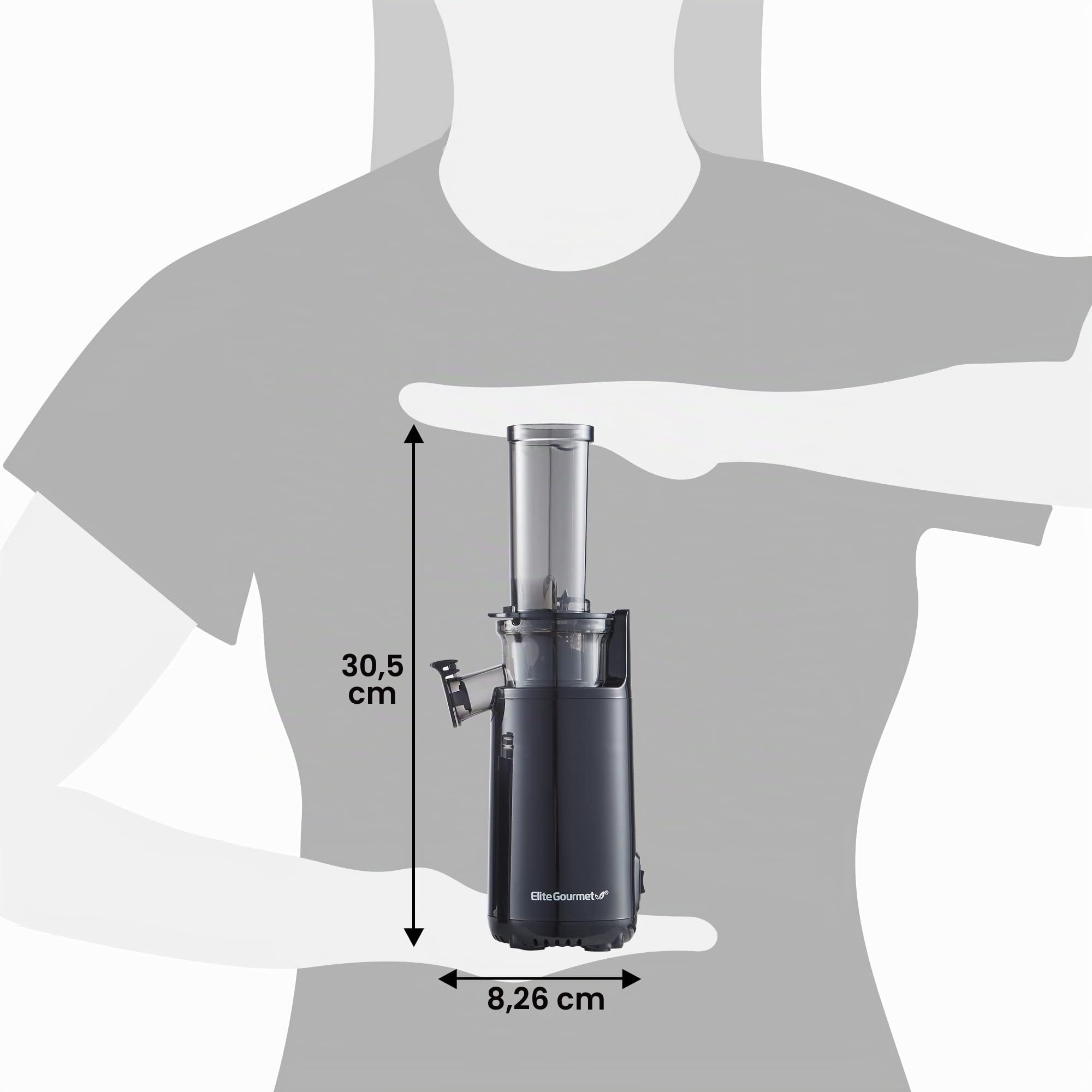 Elite Gourmet EJX600 Extracteur de Jus Lent à Mastiquer Compact, Presse à Froid, 16 oz, Gris Anthracite