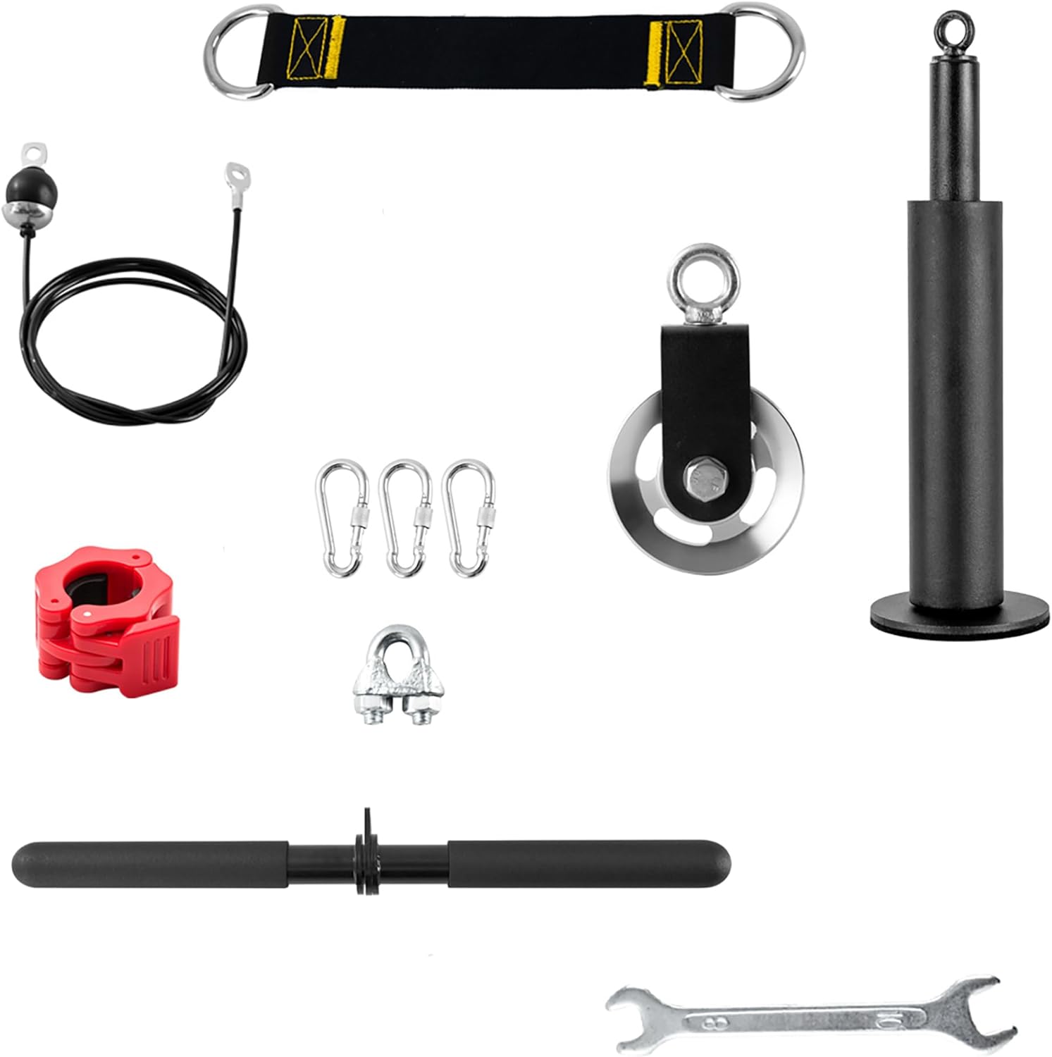 Professional Grip Strength Trainer: Loading Pin & Arm Wrestling Strap with Silent Aluminum Pulleys & 360° Steel Ring, Fits 1/2" Plates for Cable/Power Rack Forearm Workouts