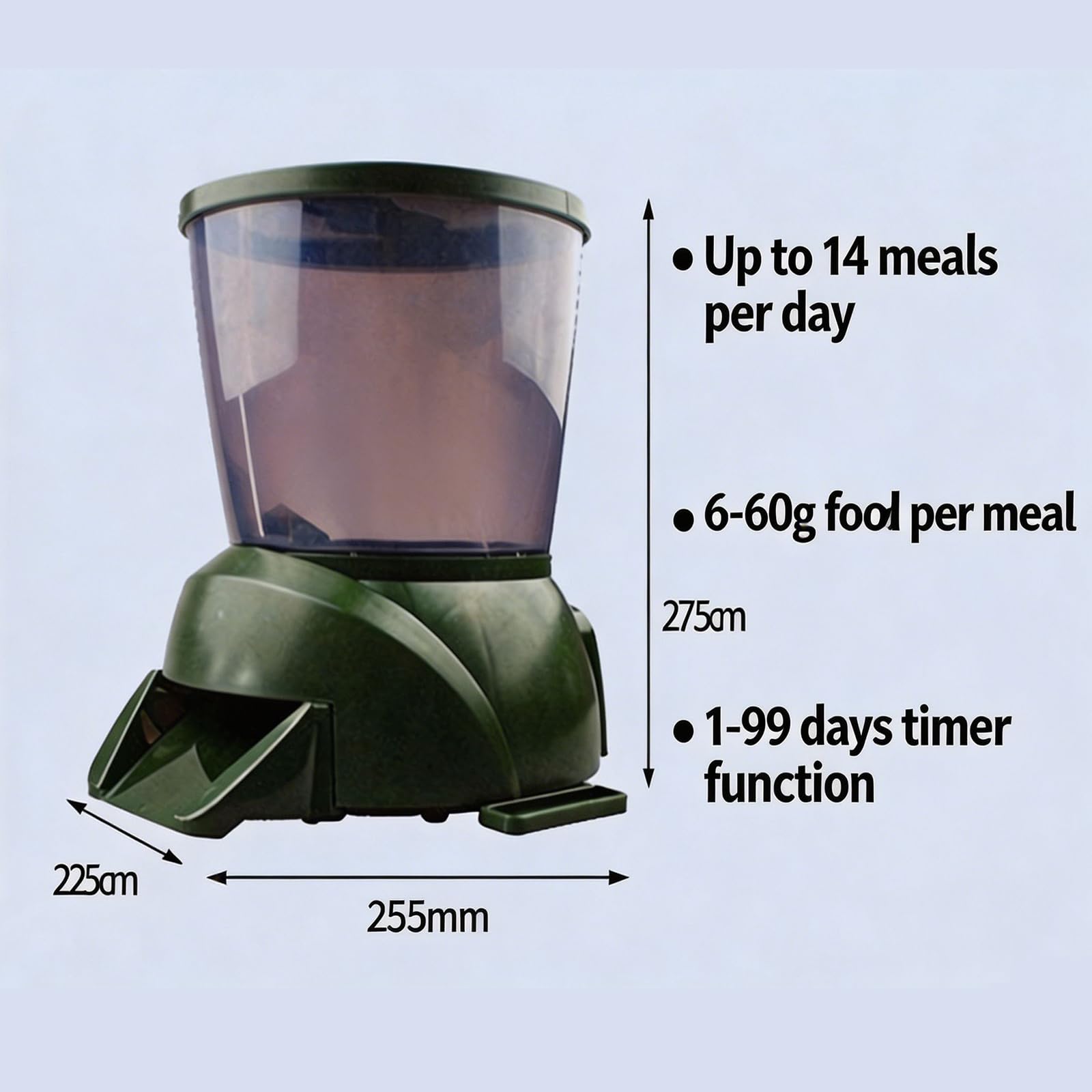MObyat Distributore Automatico di Mangime per Koi da 4,25 Litri, Resistente alle Intemperie E agli Animali Selvatici, con Secchio Trasparente E Schermo LCD, Ampia Porzione Regolabile, Resistente