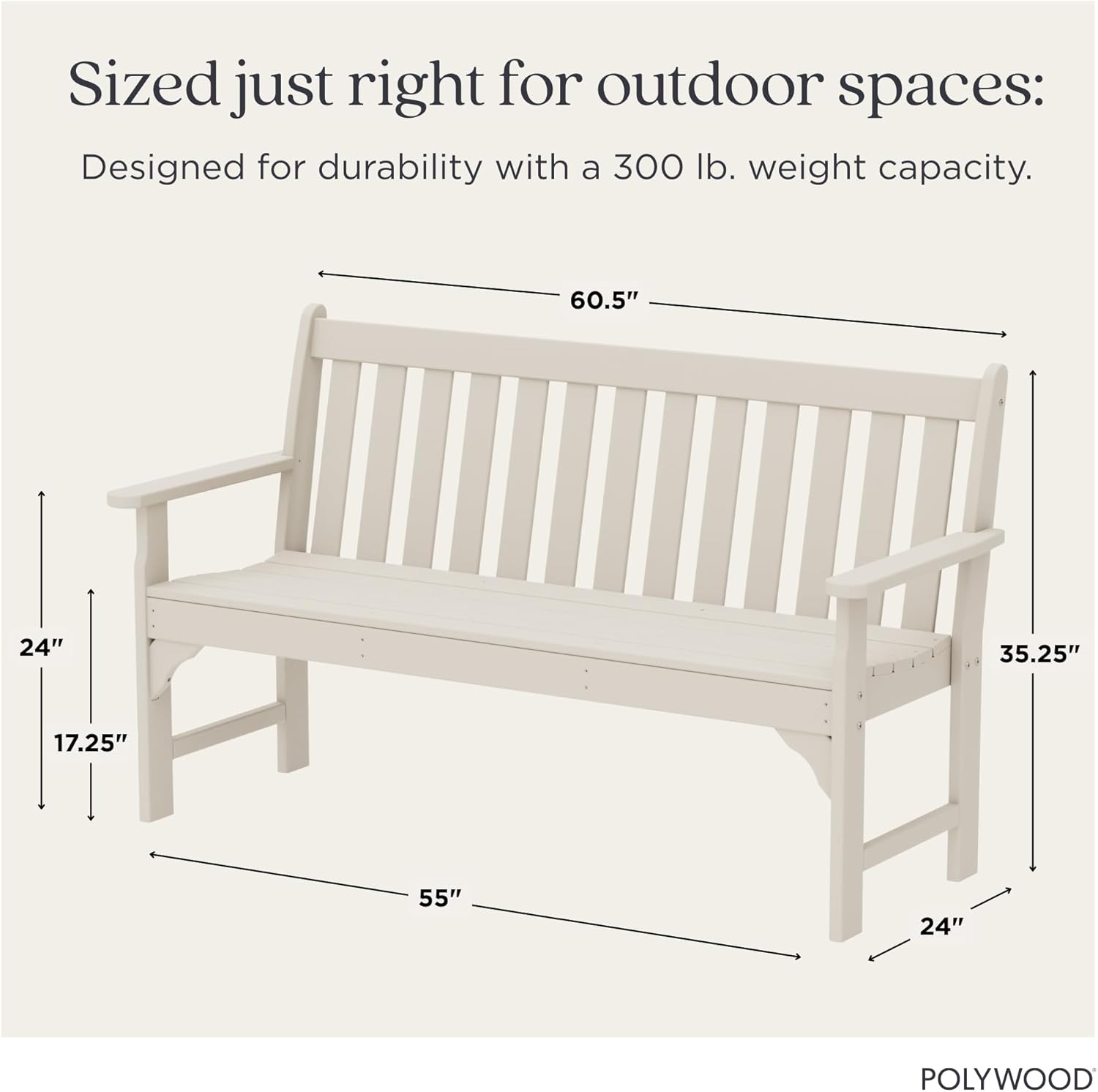 POLYWOOD Vineyard 60-Inch Bench, Sand