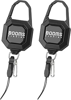 Booms Fishing RG4 カラビナ式ピンオンリール キーリール 亜鉛合金 8段階セグメント式ロック機能付き ブラック 2個