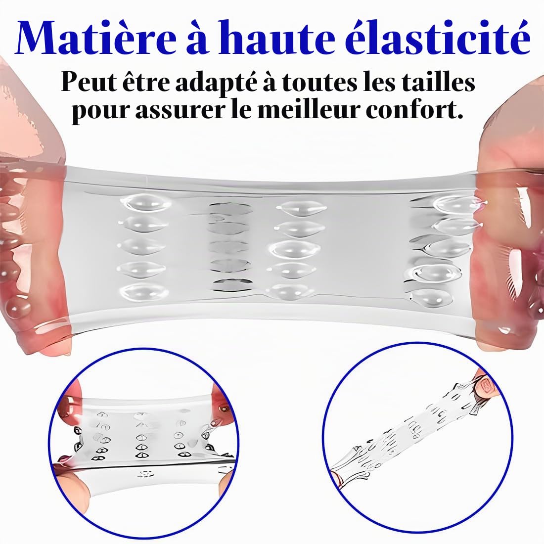 Manchon Penis Lot De 6 Pièces Transparent Élastique Réutilisable, Agrandissement Pénien Prolongateur Jouet Sexuel Homme Amélioration Performance