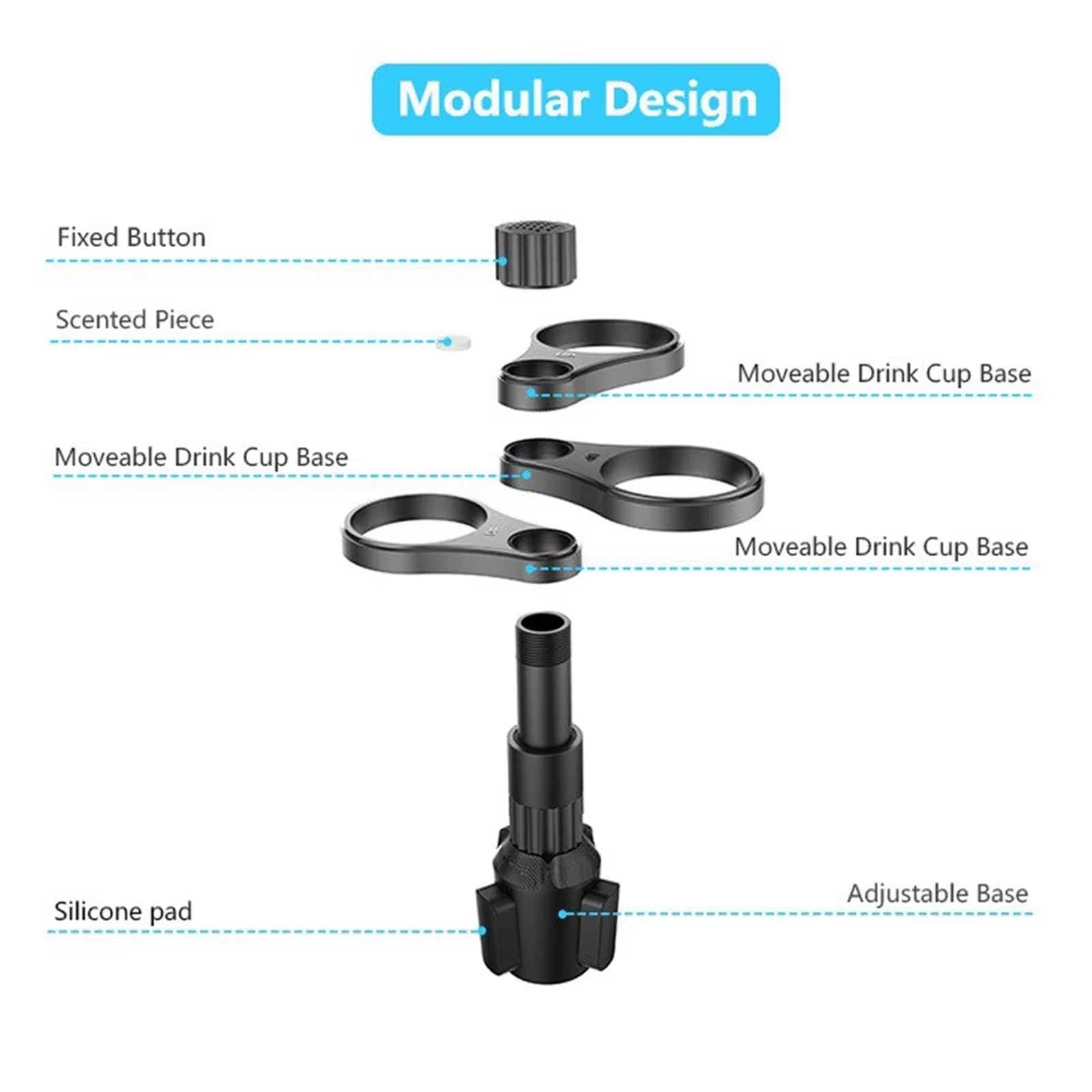 Porte-Gobelet Voiture Adaptateur D'extension Porte-gobelet Voiture 3 En 1, Support D'insertion Boisson Rotatif À 360 Degrés Base Réglable Porte-gobelet Voiture