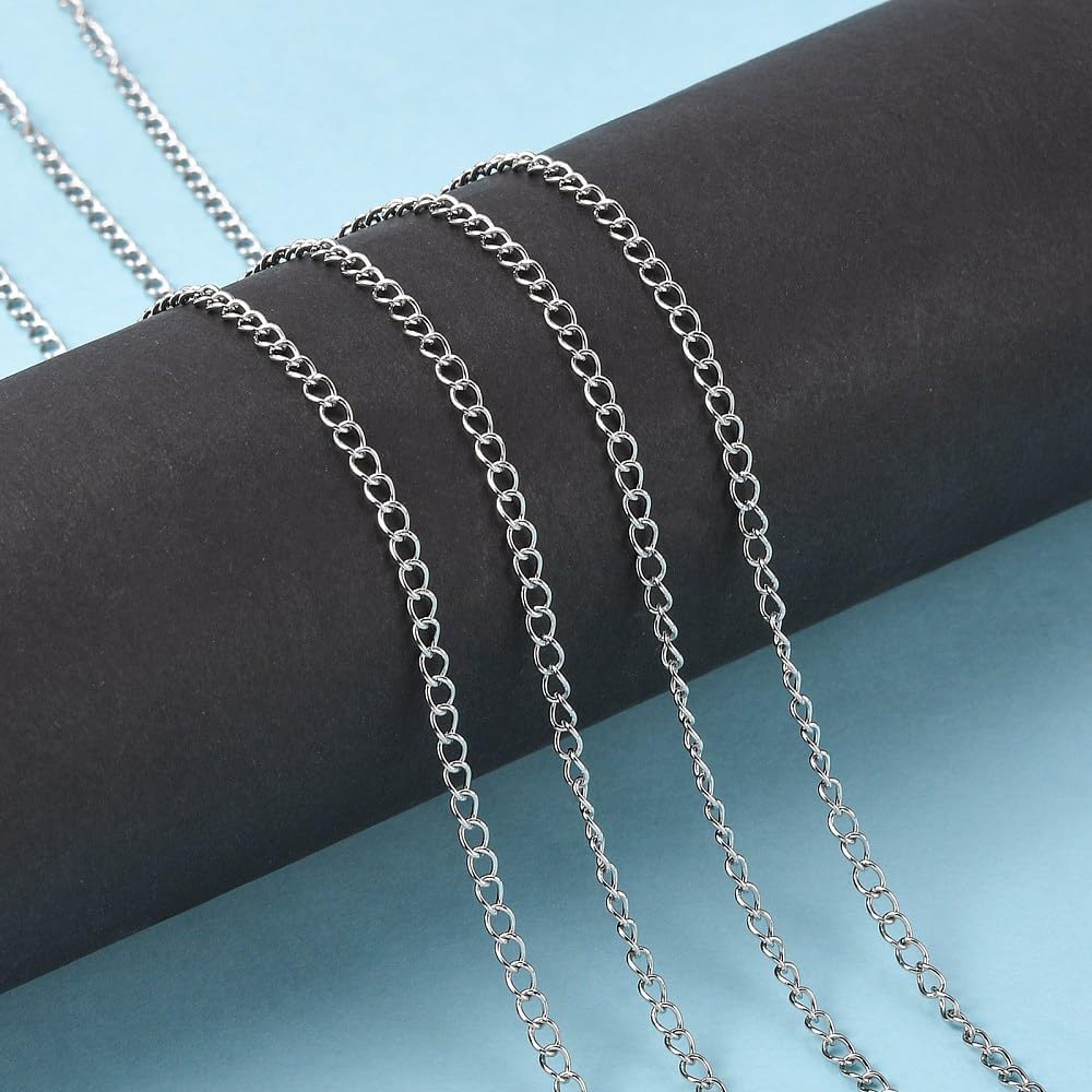 DanLingJewelry 32.8 Feet Stainless Steel Curb Chains Roll 10 M Silver Color Cable Twisted Link Chains for Bracelet Necklaces Jewelry Making Supplies - Image 4