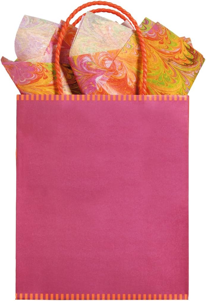 The Gift Wrap Company Exotic Two Tone Medium Kraft Gift Bag, 8.5Inches Tall, 12