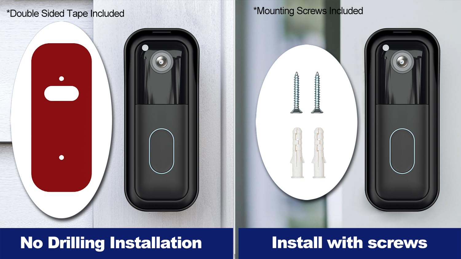 Blink Doorbell Mount for All-new Blink Video Doorbell(2nd Gen), No-Drilling Blink Mount Bracket, Easy Installation for Blink Doorbell Camera Security System (Blink Doorbell is Not Included),Black - Detailed View