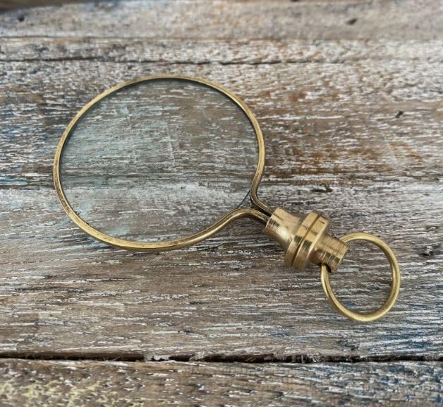 Brass Magnifying Glass Vintage Magnifier with Keychain Collectible Gift