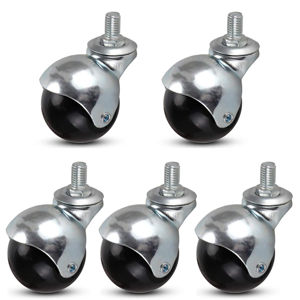GYRAZXS Swivel Cs with Ball Joint 2-Inch Furniture Wheels M8/M10 Bolt Stem Replacement Rollers for Tables & Chairs 5-Pack Ideal for Coffee Tables & Office Furniture