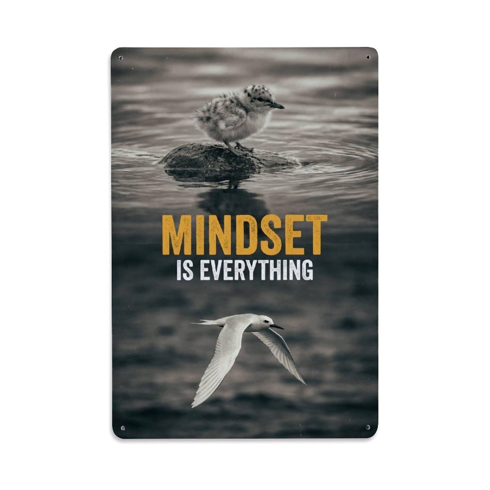 Mindset Is Everything Tern Animal Motivation Quote Metal Tin Sign