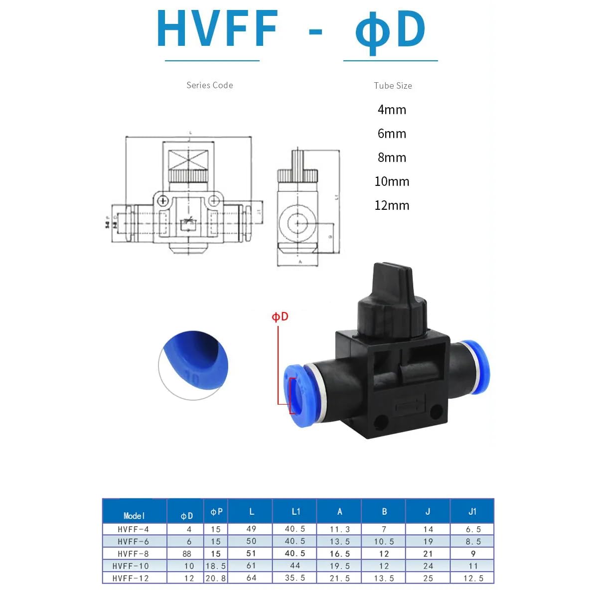 CentIoT - Pneumatic connector Push In Fittings For Air Hose and Tube Connector 4mm (HVFF) 1