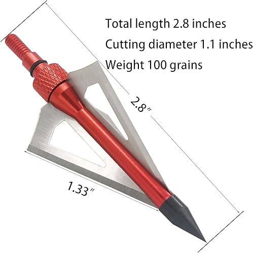 Miniatura 9 de LeeMui Broadheads de caza - Paquete de 12 puntas de flecha atornillada de 100 granos, 3 cuchillas, cabezales de caza, puntas de flecha compatibles