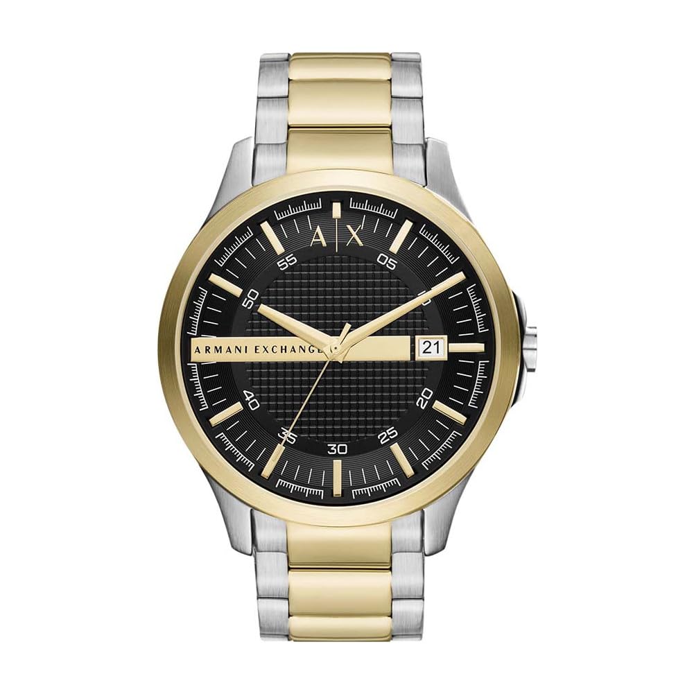 Armani Exchange Watch For Men, Quarz-Dreizeiger-Datumwerk und 46mm Gehäusegröße mit Edelstahlarmband