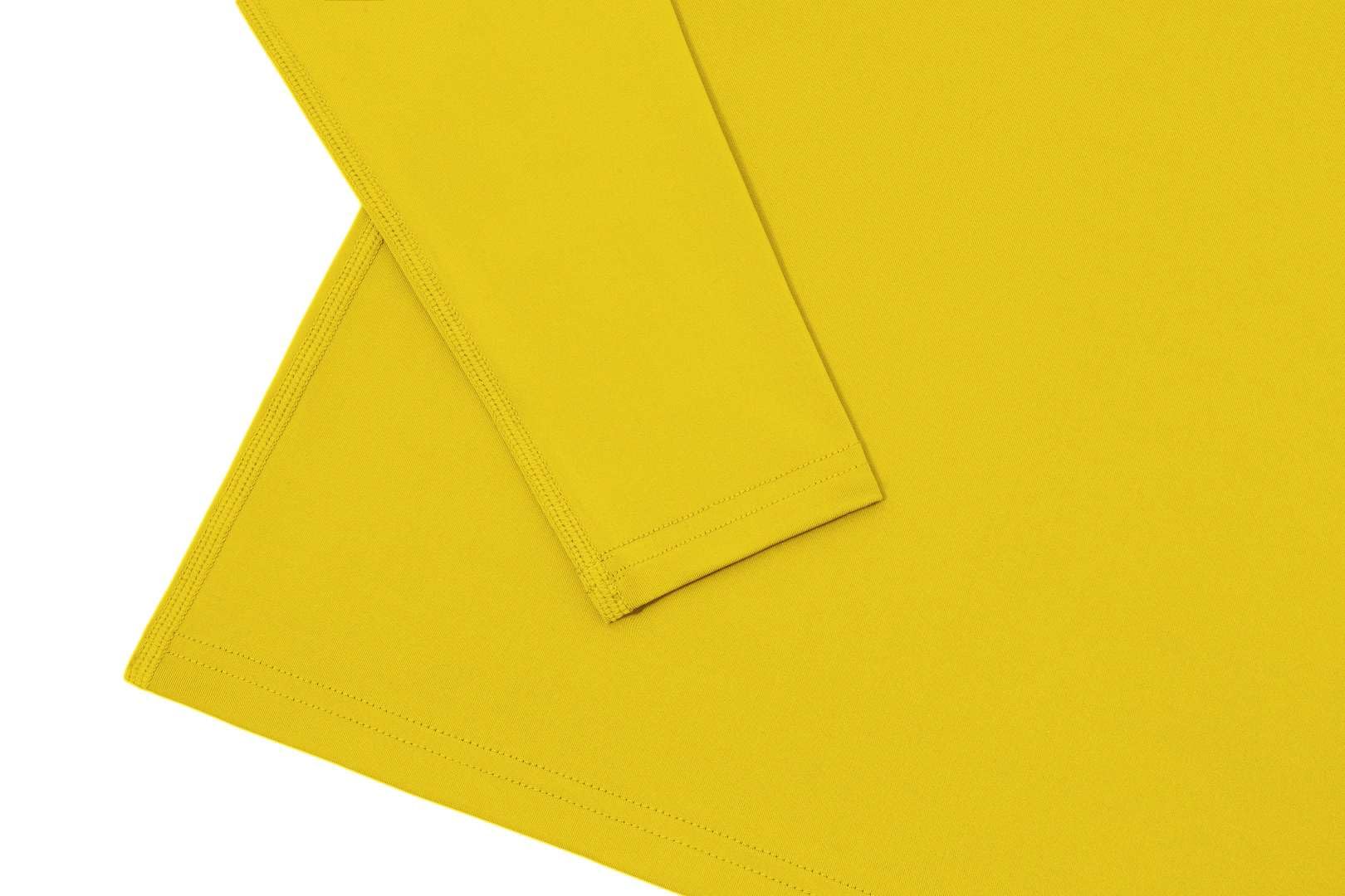T-Shirt de Compression Manches Longues pour Football/Running - Tee-Shirt de Sport Col Montant/Col Rond pour Garçon- Jaune, 12-14 Ans