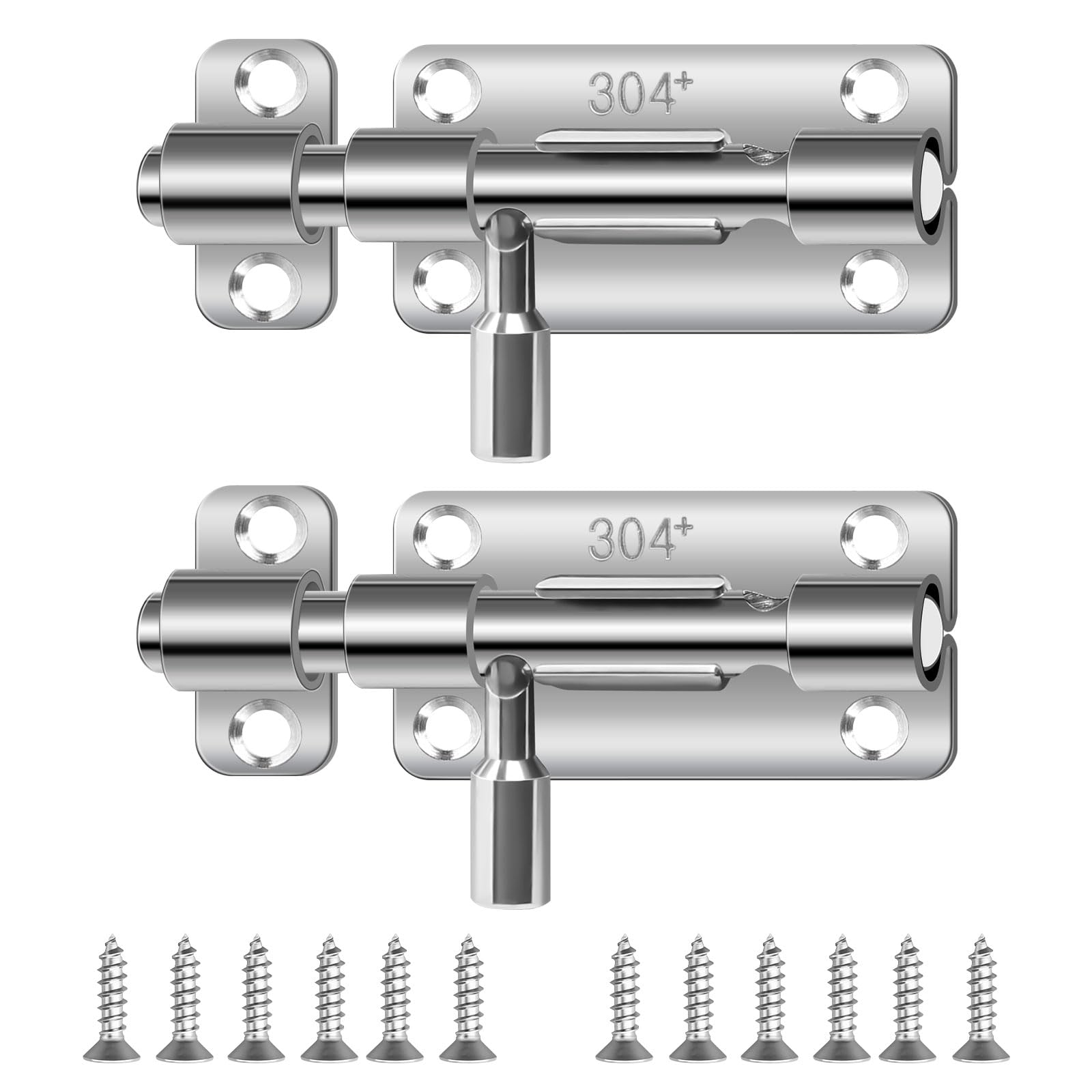 Chiavistelli per Porta in Acciaio Inox 2 Pezzi Chiavistello Porta Chiavistello per Porta con Viti Catenaccio Porta in Legno per Bagno Capannone Camera da Letto