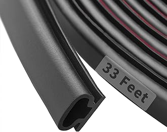 33 Feet Rubber Door Weather Stripping Seal Strip, Self-Adhesive Backing D-Shape Door Weatherstripping for Door Frame Insulation Large Gap(Black)