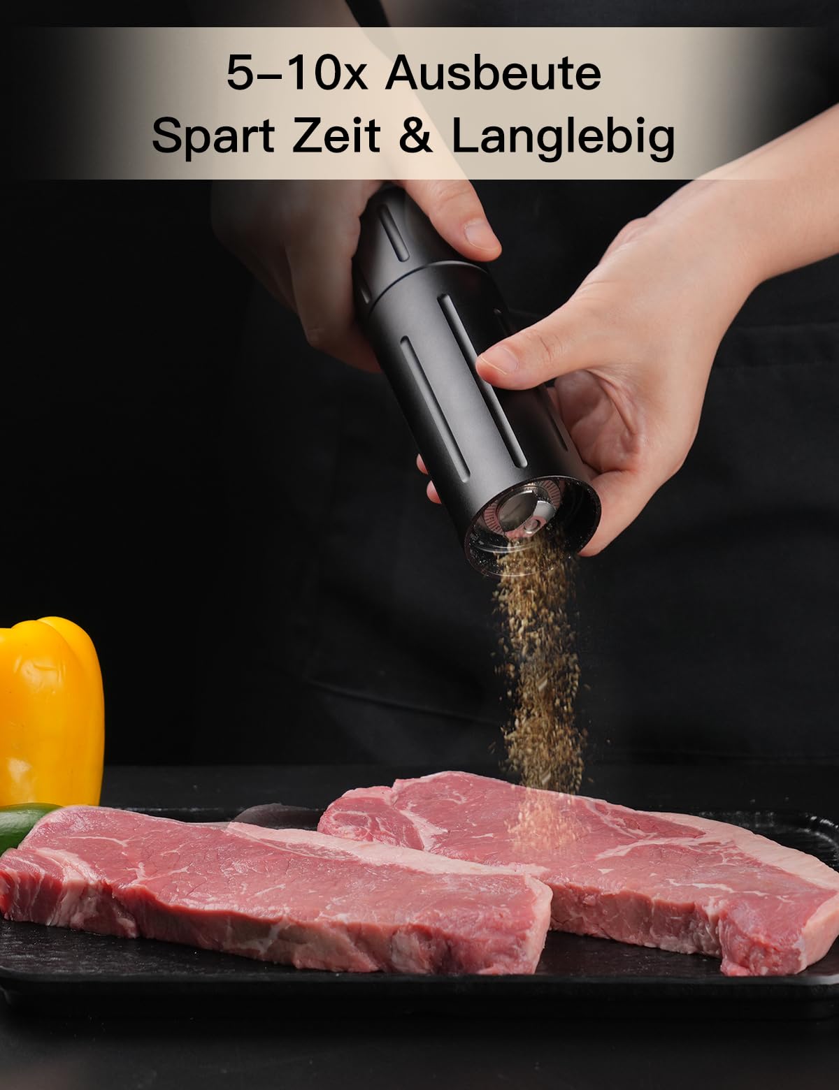 Professionelle Manuelle Aluminium-Pfeffermühle Mit Einstellbarer Grobheit, Edelstahlklinge, Mehr Leistung Und Weniger Kurbeln