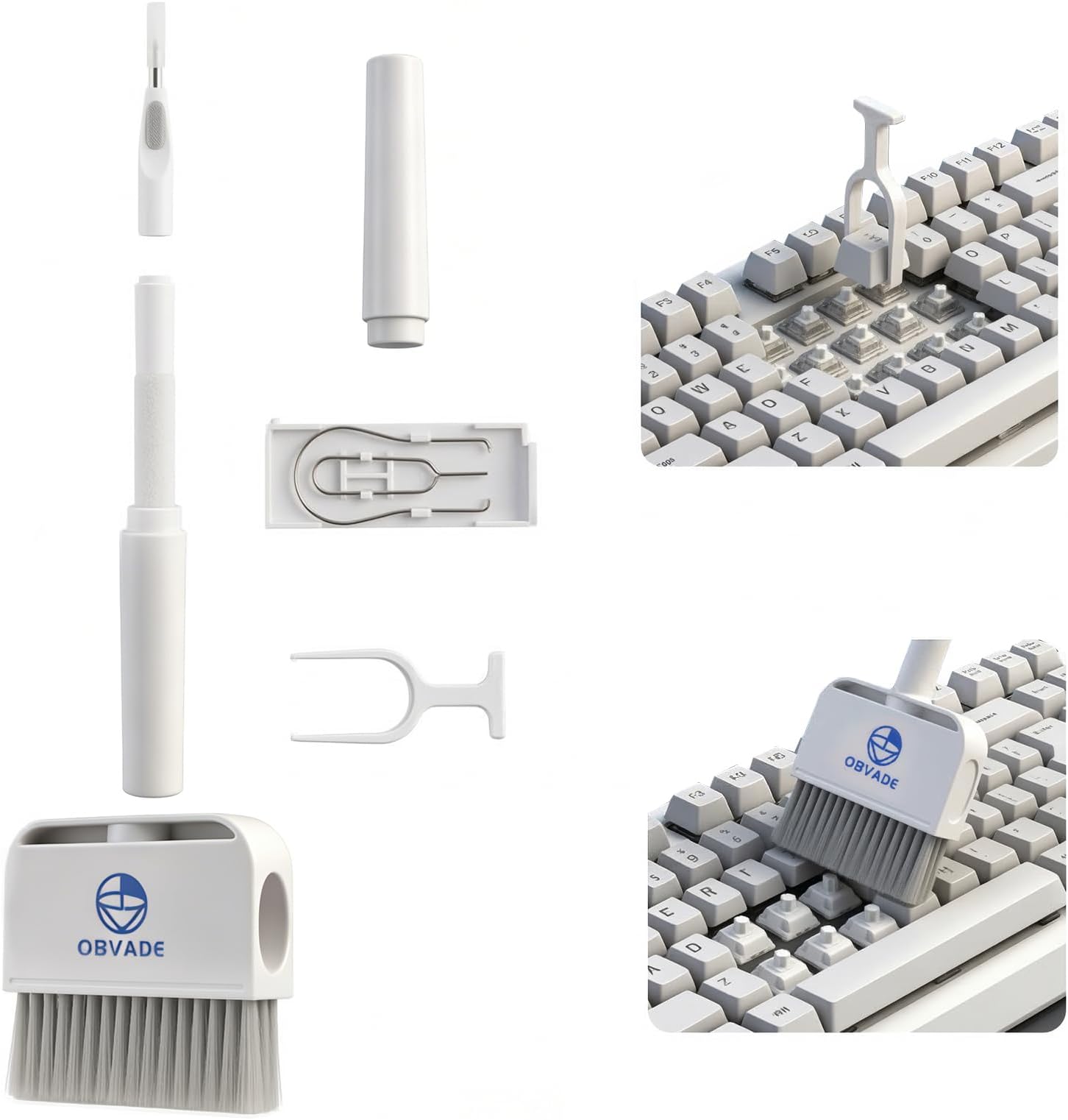 Keyboard Cleaner & Laptop Cleaning Kit - 9-in-1 Electronics Cleaning Brush Set with Keycap Puller, Screen Cleaner, Earbud Cleaner Pen for Computer, PC Monitor, MacBook, Phone, Airpods (White)