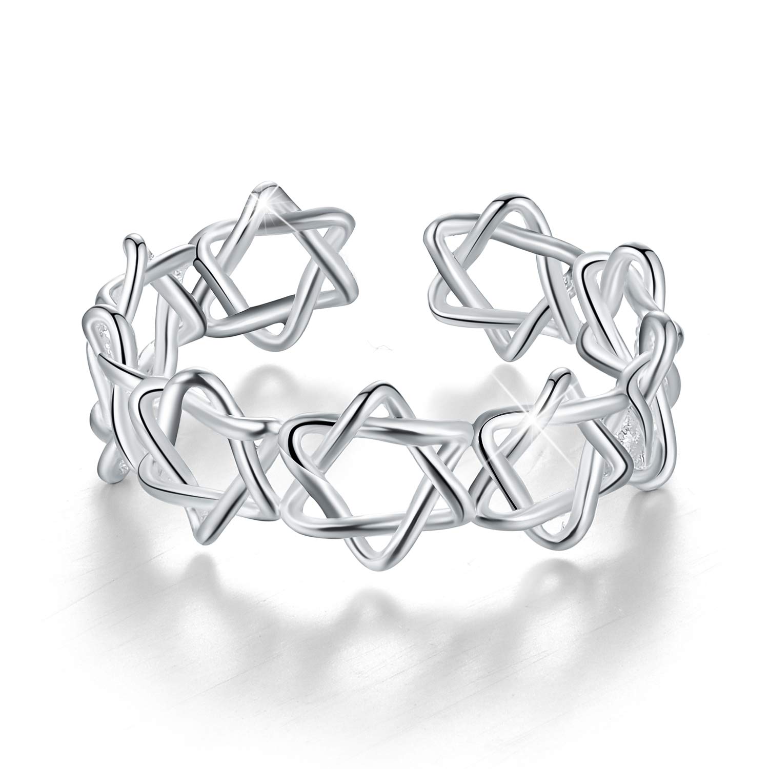 Madeone✦ 18K Gold Plating Woven Knot Band Ring Weaving Openwork Stars lace Double Round Adjustable Ring for Women Hypoallergenic with Box Packing