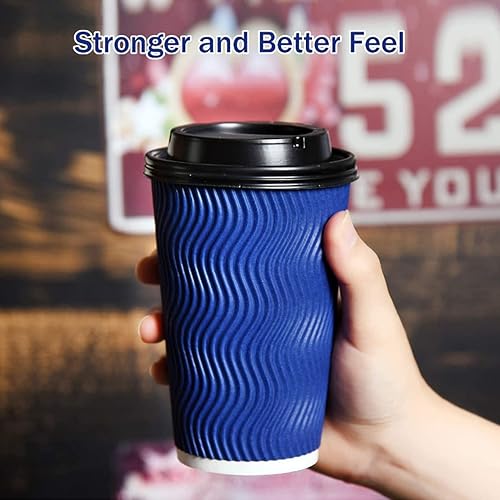 Miniatura 3 de Tazas de café desechables con tapas y pajitas  16 onzas (90 juegos) Togo Hot Paper Taza de café con tapa para llevar para bebidas, té expreso