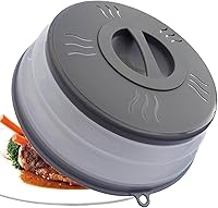 XGHJ Microwave Splatter Cover Vented Splatter Guard & Colander - BPA-Free Foldable Drainer with Hook, Dishwasher Safe (Grey, 11 Inch)