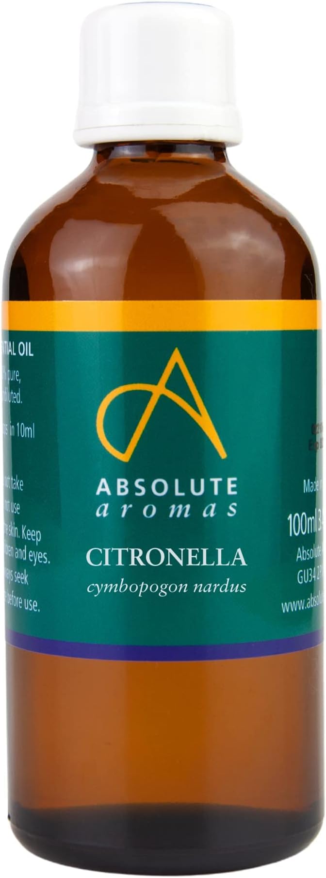 Absolute Aromas | Citronella Essential Oil - 100% Pure, Natural, Undiluted and Cruelty-Free - for use in Aromatherapy and Diffusers, 100ml