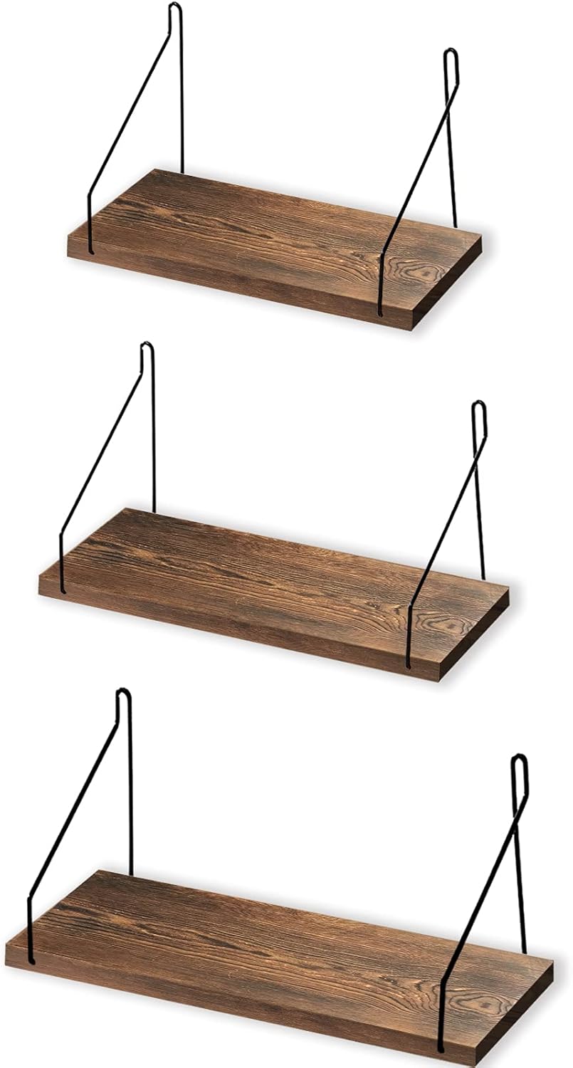 Rurura Solid Wood Floating Shelves for Wall, Floating Book