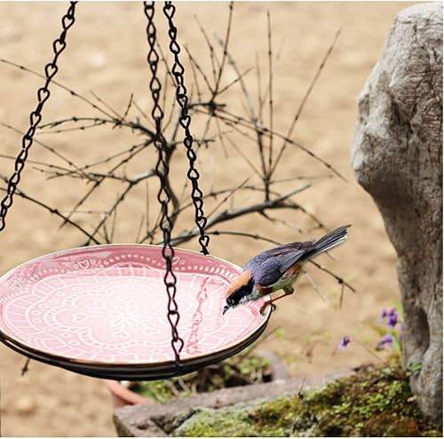 Miniatura 4 de Comedero para pájaros Bird Feeder for Outdoor Wrought Iron Water Feeder Metal Hanging Ceramic Bird Bath Wild Bird Feeder for Outside and Garden