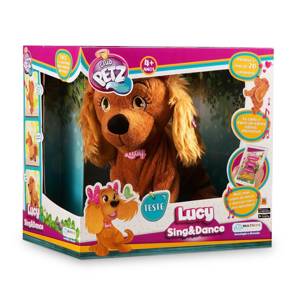 りんちLucy Cachorrinha Lucy Interativa com Sons e Movimentos, Alimenta  o por 4