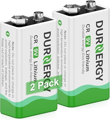 Paquete de 2 baterías de 9 V, batería de litio de 9 V con energía duradera, baterías de 9 voltios para alarmas de humo, pedales de guitarra,