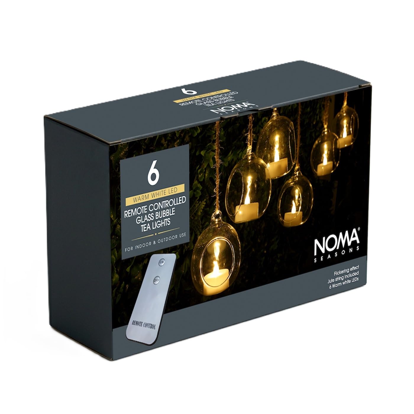 Noma White Glass Bubble Tealight Holders With Remote Controlled Warm Led's (Set Of 6)