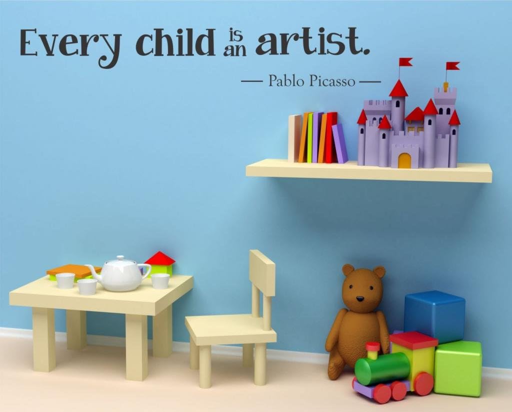 Every Child is an Artist Wall Decal 28 W by 5 H, Wall Decal, Children Wall Decal, Kids Artwork Decal, Kids Artwork Display, Artwork Display, Playroom, HN91 Plus Free 12 White Hello Door Decal