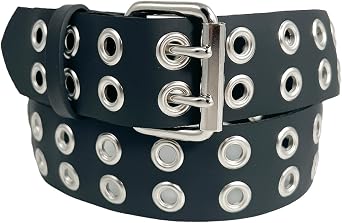 Funk Plus Grommet Eyelet Uniform Belt Made In USA Genuine Leather Punk Goth Thrash Metal