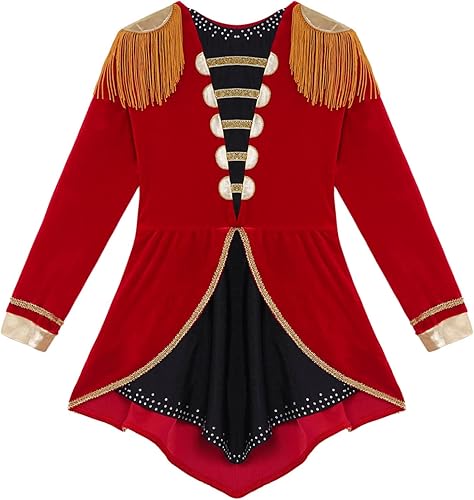 Miniatura 2 de CHICTRY Disfraz de maestra de circo para niñas, disfraz de maestra de ceremonia, traje de tambor de mayoreta, maestra de león, leotardo