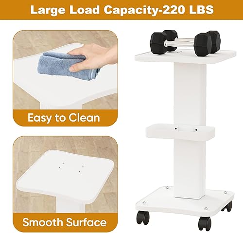 Miniatura 4 de uyoyous Carrito rodante esteticista de 3 niveles con ruedas de bloqueo, carrito de aluminio para salón, spa, clínica, tatuaje de uñas, capacidad de