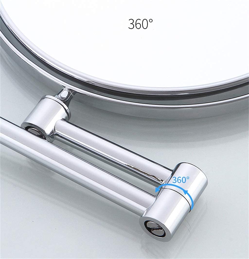 Espejo de Pared Espejo de baño Espejo de maquillaje Espejo de maquillaje de pared de doble cara Tocador de maquillaje de baño de afeitado con 3 aumentos giratorio Acabado dorado (8 pulgadas) (# 2 20 c