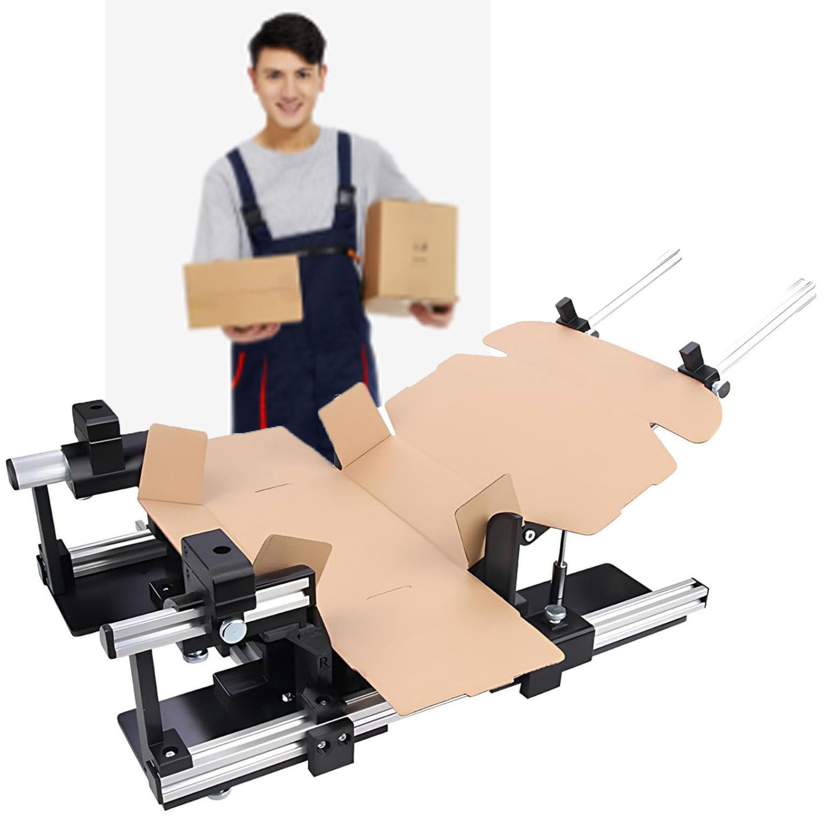 ZHIXUMM 15-65cmadjustable Manual Box Folding Tool, Manual Assisted Folding Device,Shipping Boxes Folding Fixture, Adjustable Aluminum Frame For Mailrooms And Packaging 55cm-Lengthlte45cm